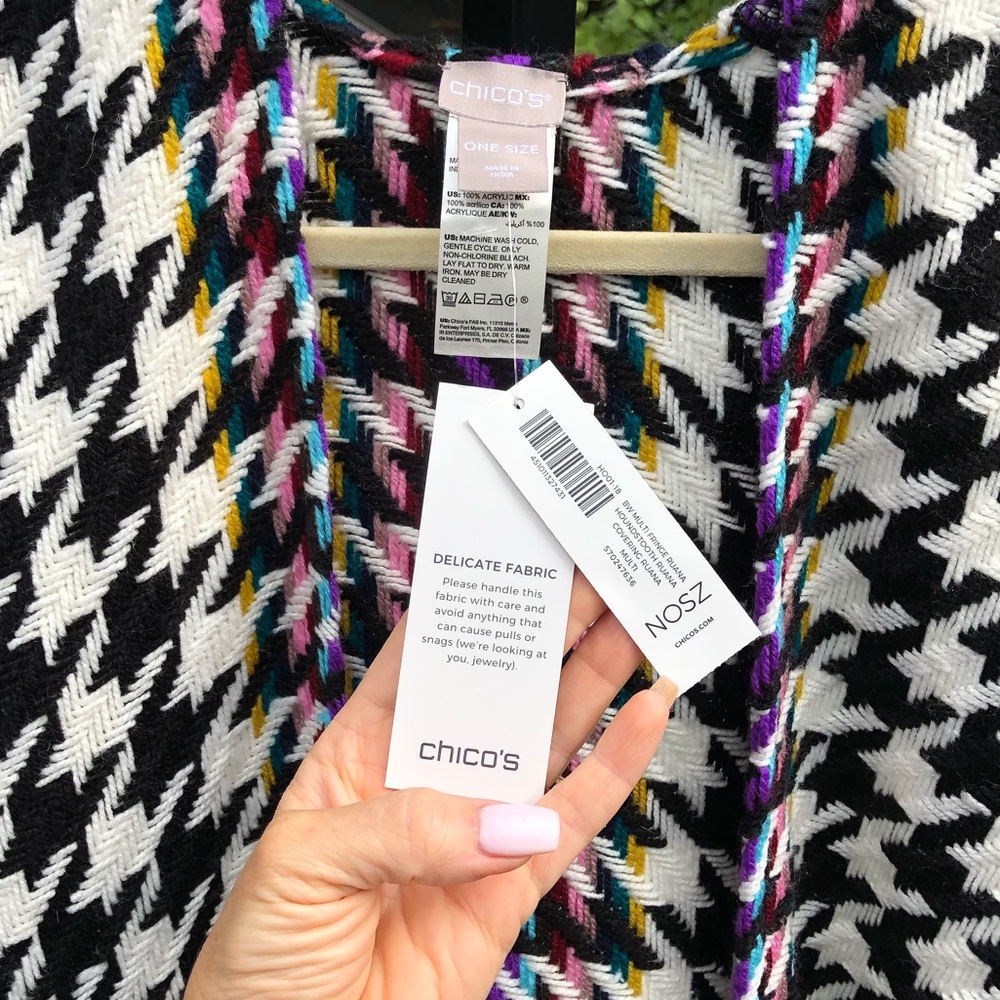 Chico’s Multi Fringe Ruana , Houndstooth Ruana - Picture 10 of 14